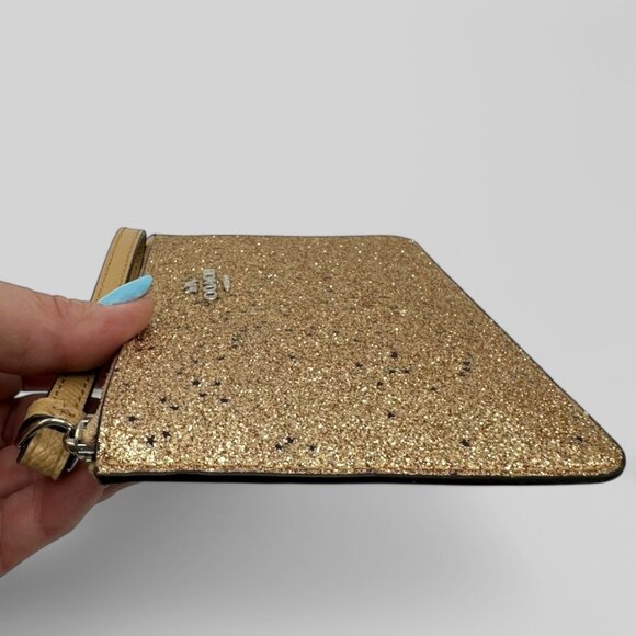 NWOT Coach Silver Gold Star Glitter Small Wristlet - Picture 4 of 9